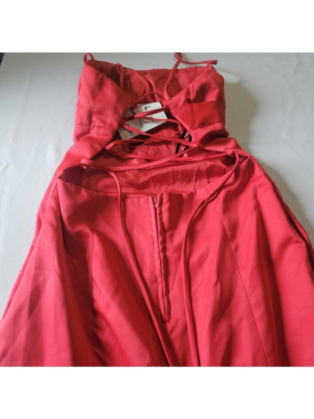 Vintage NOS Y2K Josh & Jazz Red Satin Prom Dress Jr 7/8 Rhinestone Corset Gown - Picture 11 of 13
